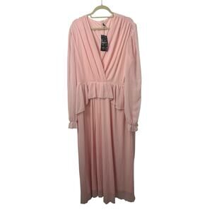 Giffniseti Plus Size 4X Chiffon Rifle Wrap Flowy Bridsmaid Maxi Dress